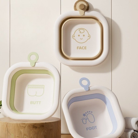 Cada Pliabila pentru Baie pentru Copii, Cyrax, Cadita pentru Bebelusi, Model Patrat pentru Fata, Maro, 30x30x3.5 cm, 3.5 L