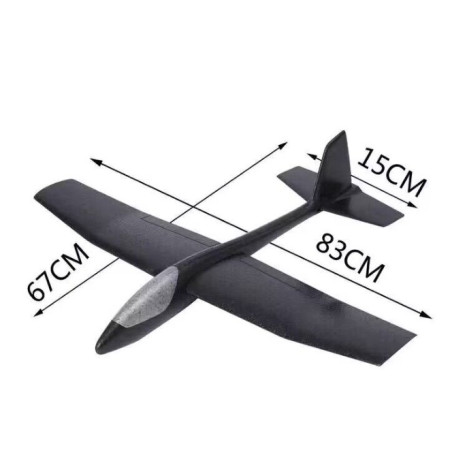 Avion Zburator, Cyrax, Tip Planor, 83 cm Lungime, +3 Ani, din Polistiren, Aruncare 10 - 30 m, Negru