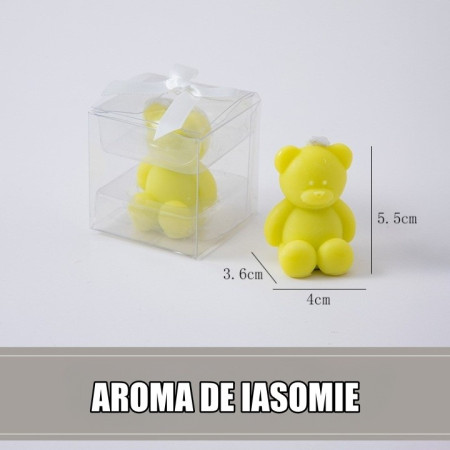Lumanare Parfumata,  Model Ursulet, Galbena, Aroma de Iasomie, 5.5x3.6x4 cm