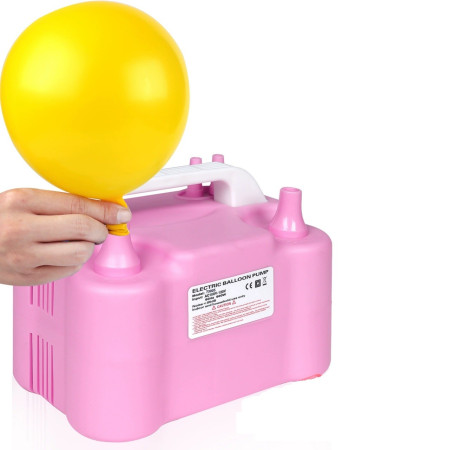 Cyrax Pompa Electrica Pentru Umflat Baloane, 600 W, Doua Capete de Umflat, din Plastic, 19.5 x 14 x 13 cm, Roz