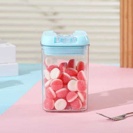 Set 5 Cutii de Depozitare Alimente, Cyrax, 1 x 500ml, 2 x 800ml, 1 x 1200ml, 1 x 1900ml, Capac Albastru, din PP+PET, Inchidere Ermetica, Transparent