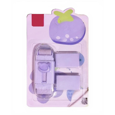 Radiera Retractabila,  Model Ursulet, Reglare Push-Pull, Radiera de tip Push, Doua Radiere de Rezerva in set din Cauciuc, Mov