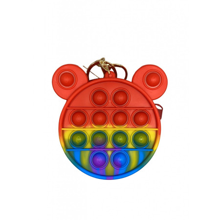 Jucarie Antistres din silicon Cyrax, Pop It Now And Flip It, Portofel, 6 cm, Multicolor