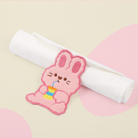 Prosop Absorbant, Cyrax, din Bumbac, pentru Bebelusi, 19x28 cm, Model Iepuras, Alb