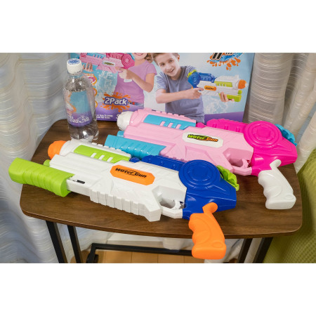 Set 2x Pistol cu Apa pentru Copii, Rezervor, Pentru Piscina/Plaja, Cyrax, 6ani+, Roz + Albastru, 1000 ML