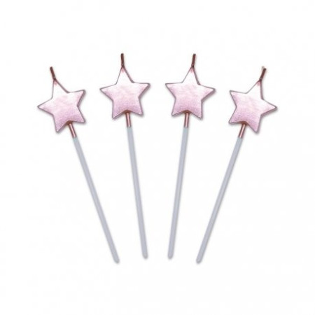 Lumanare de Tort, Cyrax, Model Steluta, Party, 8.5 x 3.2 cm, Roz Auriu