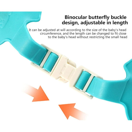 Cyrax Viziera de Protectie Baie Pentru Copii, Fippy, Model Dinozaur, Dimensiune ajustabila, Durabil, Usor de curatat, Impotriva Samponului, pentru Ochi si Urechi, TPE+PP, 22x21 cm, Albastru