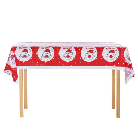 Fata de masa dreptunghiulara  PVC, 2.5 mm grosime, imprimeu Mos Craciun model 2, potrivit pentru Craciun, utilizare multipla, 180 x 108 cm, alb
