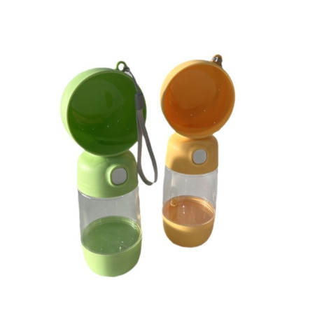 Sticla Animale,  Portabila, pentru Hrana si Apa, din ABS, 400 ml/182 ml, 25.5 x 8 x 9 cm, Verde