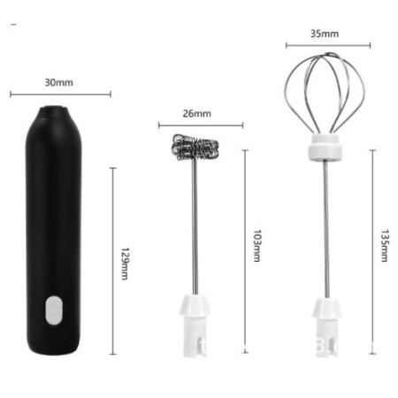 Mixer Spuma Lapte, Cyrax, Electric cu Incarcare USB, Bauturi Calde/Reci, Maner Izolat Termic, Otel Inoxidabil, pentru Latte, Ciocolata Calda, Cappuccino, Frappe, Usor de Folosit, 2 Accesorii, Negru