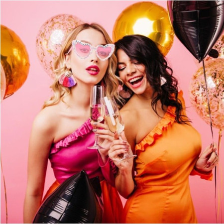 Ochelari Decorativi, Cyrax, Model Birthday Queen, cu Perle si Pietre, pentru Aniversari, din PC, 15.3 x 5.7 x 14.5 cm, Roz