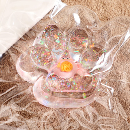 Jucarie Antistres Squishy, Cyrax, cu Revenire Lenta, Squeeze Pinch Family, Model Cat Paw, 6.5 x 7 cm, din Tpr, 4-6 Ani, Model 6 Ocean, Transparent