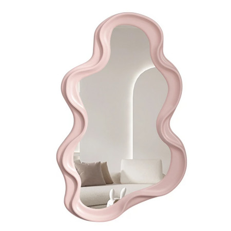 Oglinda de Perete,  Decorativa, pentru Baie, Dormitor, Sufragerie, Model Minimalist in Forma de Nor, 41x26 cm, Roz