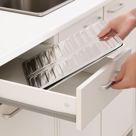 Placa de Protectie pentru Aragaz, Cyrax, din Aluminiu, Placa de Protectie Anti Stropi, Pliabila, Usor de Curatat, 32.5 x 84 cm, Gri