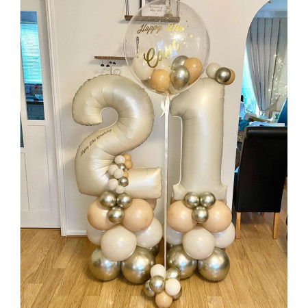 Set 16 Baloane din Latex Metalizate, Cyrax, Model Party, 30 cm, Auriu, Bej Inchis si Deschis, 2.8 g