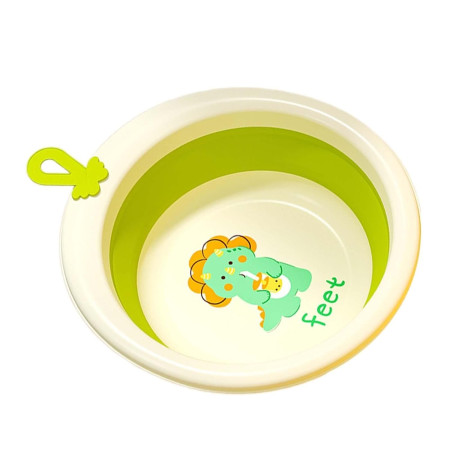 Cada Pliabila pentru Baie pentru Copii, Cyrax, Cadita pentru Bebelusi, Model Rotund cu Dinozaur, Verde, 30x30x3.7 cm, 4L