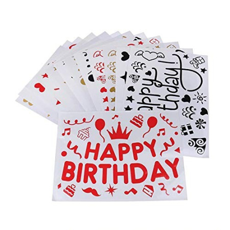 Sticker Autocolant pentru Baloane, Cyrax, Tematica Aniversare, Model Happy Birthday, 29x21 cm, Rosu