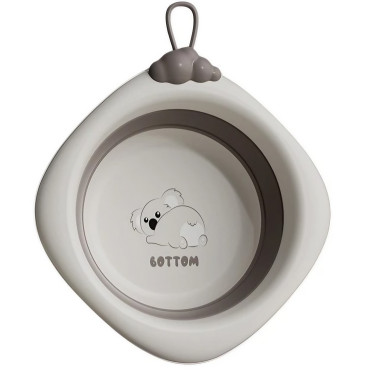 Cada Pliabila pentru Baie pentru Copii, Cyrax, Cadita pentru Bebelusi, Model Romb Koala, Gri, 30x30x3.5 cm, 4L