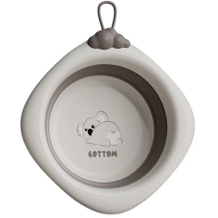 Cada Pliabila pentru Baie pentru Copii, Cyrax, Cadita pentru Bebelusi, Model Romb Koala, Gri, 30x30x3.5 cm, 4L