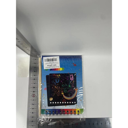 Caiet cu fise razuibile Cyrax, DIY Magic Scratch, 12 File, Curcubeu, Creion din Lemn, Cartonase negre, 14 x 10 cm, albastru