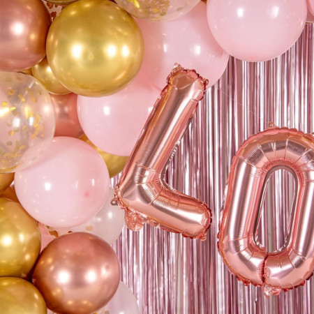 Balon Folie Metalizata Litera L, Cyrax, 40 cm, Umflati cu Heliu sau Aer, Ambalaj Individual, Pai inclus, Rose Gold
