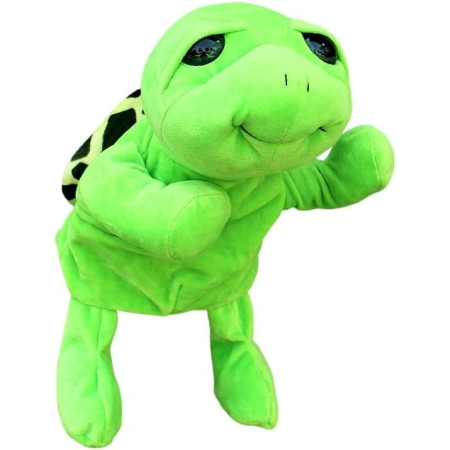 Papusa de Mana pentru Teatru de Papusi, Cyrax, din Plus, 25 x 10 x 8 cm, Model Broasca, Verde