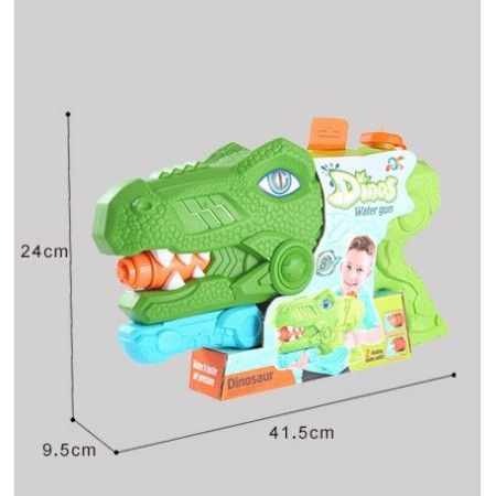 Pistol cu Apa pentru Copii, Rezervor, Pentru Piscina/Plaja, Cyrax, 6ani+, Tiranozaur, 3 duze, Verde, 1440ML