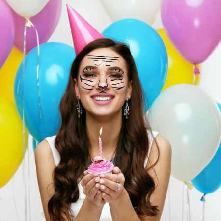 Sticker Temporar pentru Fata, Cyrax, pentru Machiaj, Face Art, Halloween, Teatru, Model Leu, Portocaliu