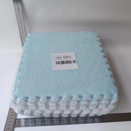 Set 10 Piese Covor tip Puzzle, Cyrax, Spuma EVA, Pufos, 30 x 30 x 1 cm, Baby Blue