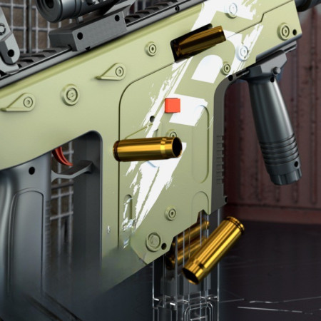 Pusca de Jucarie Cameleon Ultrarealista, Cyrax, cu Luneta, 20 de Proiectile din Spuma Moale, 10 Cartuse, 80 cm, 8 ani+, Verde