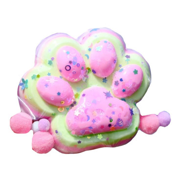 Jucarie Antistres Squishy, Cyrax, Revenire Lenta, Model Labuta de Pisica, Squishy, BIG 12.5 x 10.5 cm, 220 g, Model 22, Roz Verde