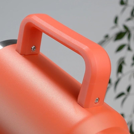 Cana Termos din Plastic, Cyrax, pentru Bauturi Calde si Reci, cu Maner, 9.9x9.9x27 cm, Portocaliu