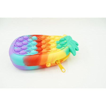 Jucarie antistres din silicon, Cyrax, Pop It Now and Flip It, Geanta mica, Ananas, Multicolor, Model 1