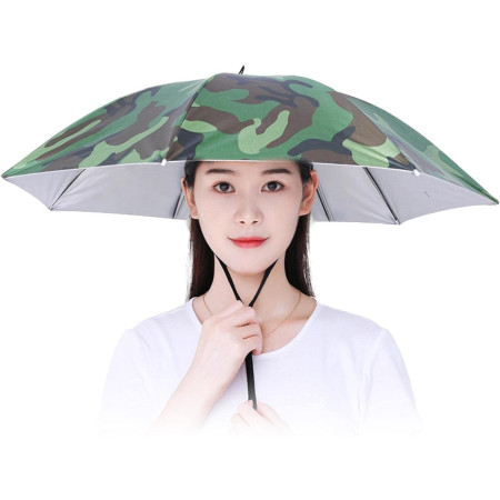 Umbrela de Cap,  Diametru 69 cm, Snur Reglabil de Cap, Protectie UV/Ploaie, Camuflaj