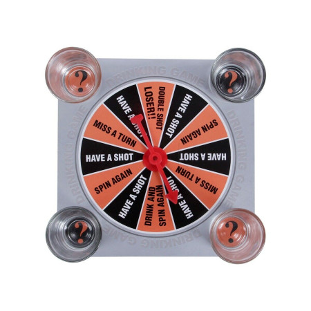 Joc de societate cu 4 pahare de shoturi din sticla Cyrax, ruleta norocului, pentru petreceri, 17x17x7.5cm