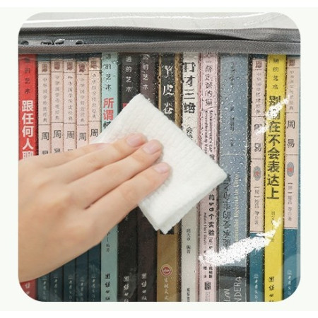 Cutie de Depozitare,  din PVC + Textil, Rezistenta la Apa, Geanta pentru Carti, 23x17x28 cm, Transparent-Negru