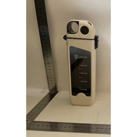 Sticla de Apa pentru Sport, Cyrax, 350 ml, cu Pai si Capac, 23x7x4.4 cm, Buton de Blocare, din PC, Alb