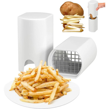 Feliator de Fructe si Legume, Cyrax, din Plastic si Otel, Mecanic, Taiere 1.2 cm Grosime, 14 x 9.5 x 8 cm, Alb