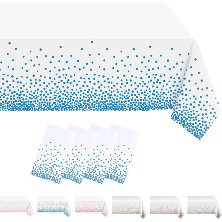 Fata de Masa, Cyrax, din PEVA, Imprimeu Buline, 137 x 274 cm, Impermeabila, Fara Pete, Curatare Rapida, Albastru