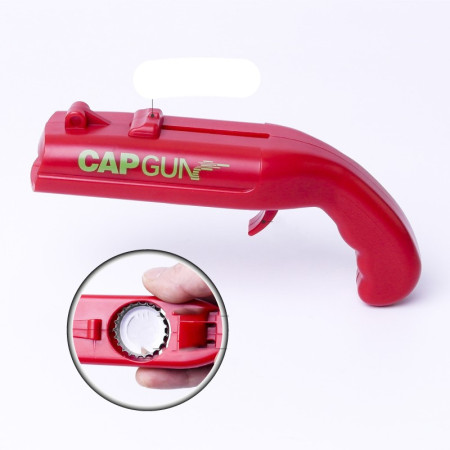 Deschizator de sticle, Cyrax, Model Pistol, Plastic, ABS, pentru Dopuri Metalice, 13 x 6 x 3.7 cm, Rosu