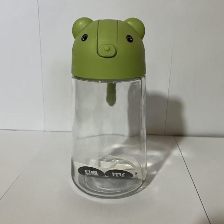 Recipient de ulei, Cyrax, Model Ursulet, Sticla pentru Lichide de Bucatarie, Inchidere Deschidere Automata, 18.5 x 13 cm, Volum 630 ml, Verde