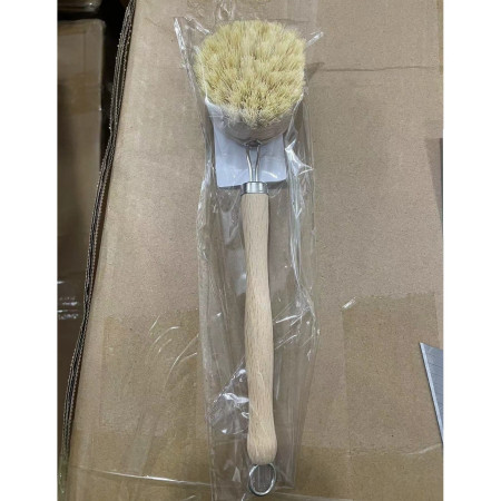 Perie de Curatat Vase si Alimente, Cyrax, din Lemn de Fag cu Coada, 24 x 5.8 cm, Perie din Sisal, Crem