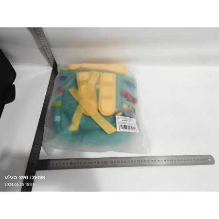 Ghiozdan Montessori, Cyrax, pentru Copii 2-6 ani, Fidget Pop, cu Catarame si Fermoare, Jucarii Senzoriale, Activitate de Invatare prin Joc, Turcoaz, 0.25 kg, 28x10x23 cm