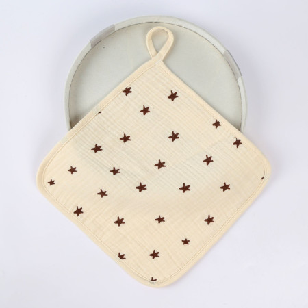 Prosop Absorbant, Cyrax, din Bumbac, 25 x 25 cm, Model Stelute, cu Agatatoare, Bej