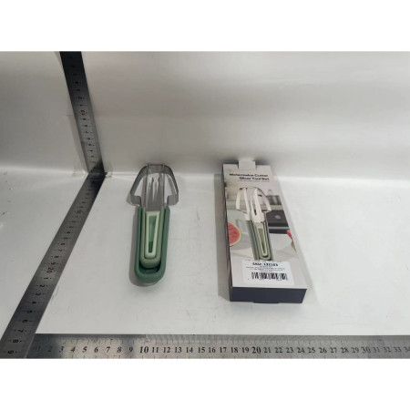 Taietor Decojitor pentru Pepene, Cyrax, pentru Legume si Fructe, Multifunctional, Set din 3 Parti, Otel Inoxidabil si Plastic PP, 22.5 x 7 cm Verde