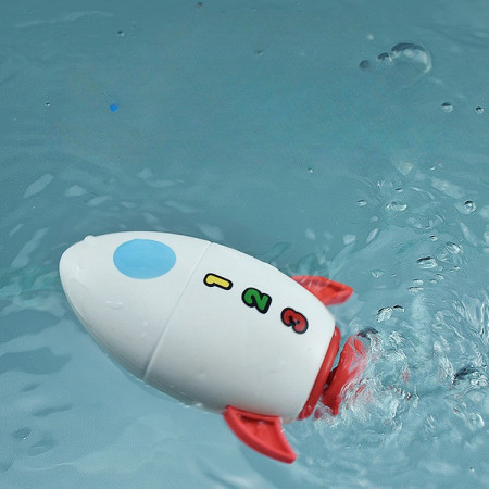 Jucarie de baie pentru copii, Cyrax, Racheta de apa, 11 cm, Alb