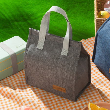 Geanta termoizolanta tip bento bag Cyrax, camping cooler bag, Aluminiu, 22.5 x 13 cm, 3.3 L, gri