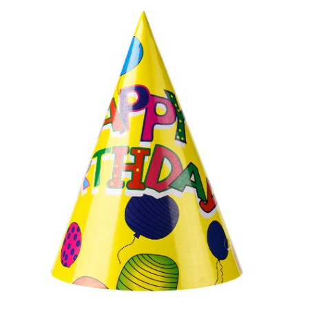 Set 6 Coifuri, Cyrax, Petrecere Copii, din Carton, 20 x 13.5 cm, Model 3 Happy Birthday, Multicolor