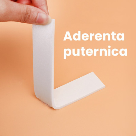 Banda Dubla Adeziva, Cyrax, Banda Adeziva cu Burete, pentru Cadouri si Ambalaje, 2 m, Latime 0.8 cm, Alb