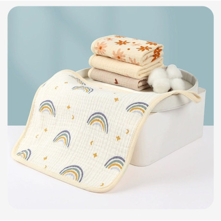 Prosop Absorbant, Cyrax, din Bumbac, 25 x 25 cm, Model Curcubeu, cu Agatatoare, Bej